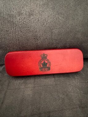 Red Wooden Royal Canadian Legion Pen Case with Pen - New